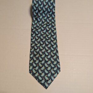 Greenwich Golf Tie, Blue Paisley Golf Pattern, 100% Silk, Handmade in USA